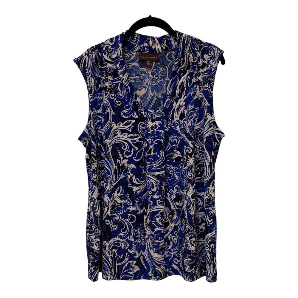 Dana Buchman Blue Abstract Sleeveless Top Shirt Dressy Sz XL